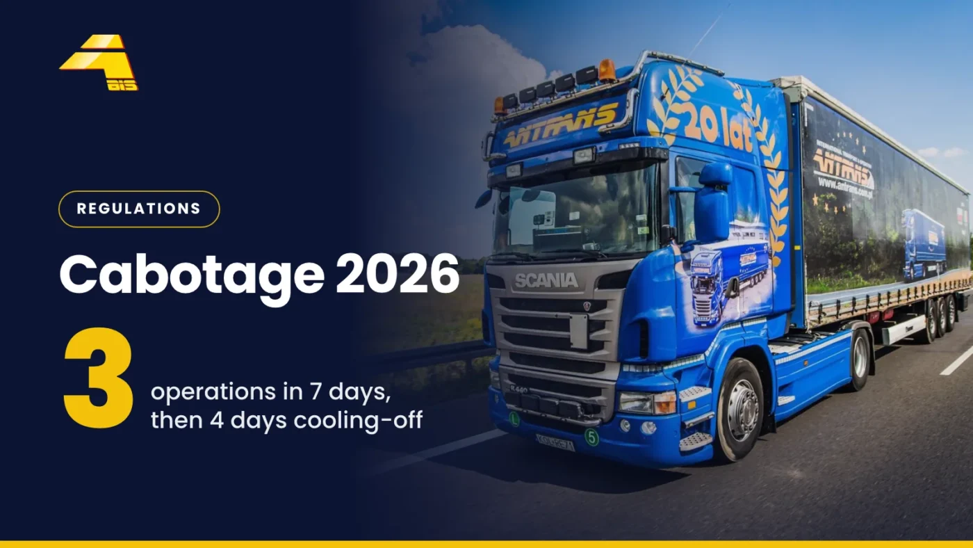 Cabotage 2026: 3 operations in 7 days, then a 4-day cooling-off period, photo of an Antrans BiS truck