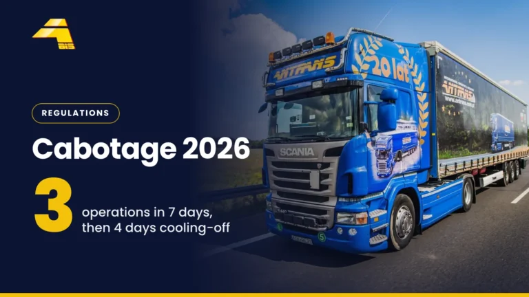 Cabotage 2026: 3 operations in 7 days, then a 4-day cooling-off period, photo of an Antrans BiS truck