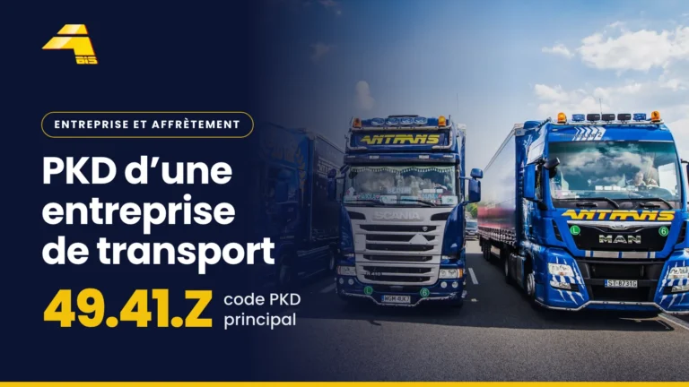 PKD d’une entreprise de transport : 49.41.Z code PKD principal, photo d’un camion Antrans BiS