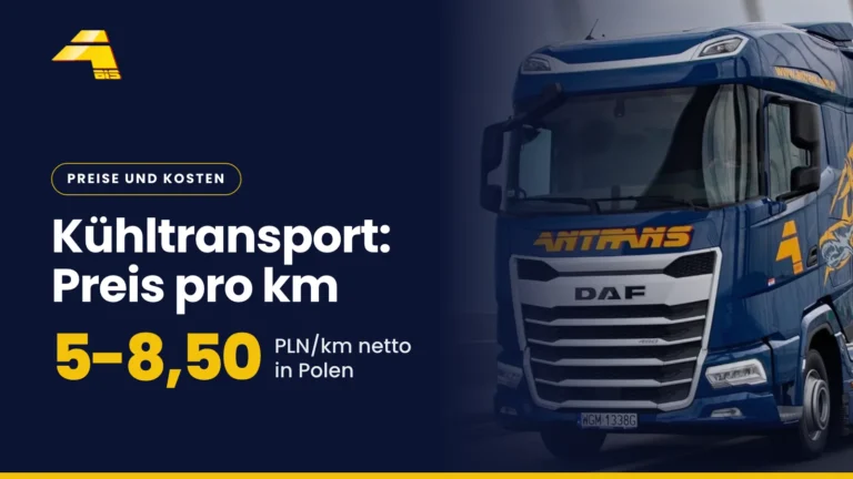 Kühltransport, Preis pro km: 5-8,50 PLN/km netto in Polen, Foto eines Lkw von Antrans BiS