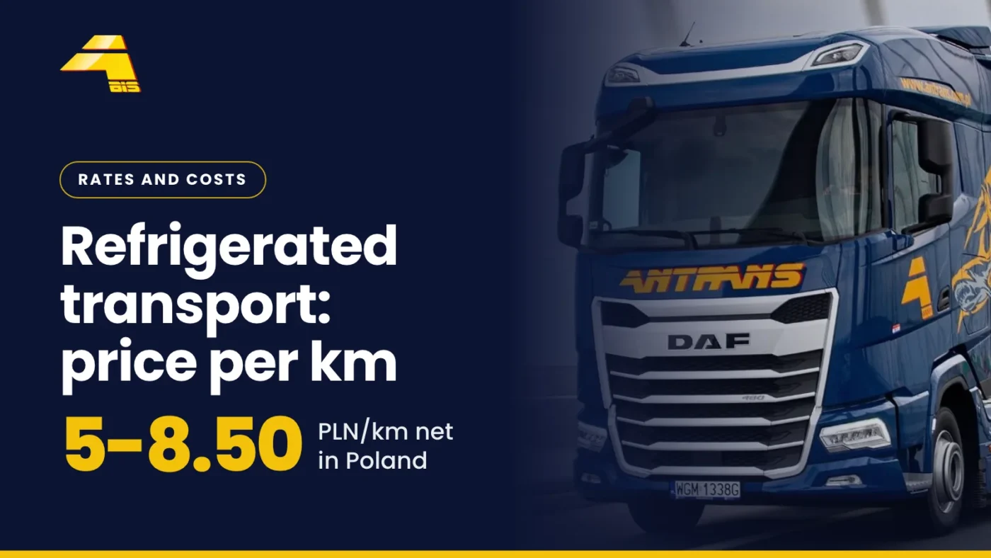 Refrigerated transport, price per km: 5-8.50 PLN/km net in Poland, photo of an Antrans BiS truck
