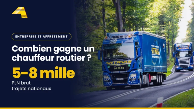 Combien gagne un chauffeur routier ? 5 000-8 000 PLN brut sur les trajets nationaux en Pologne, photo d’un camion Antrans BiS
