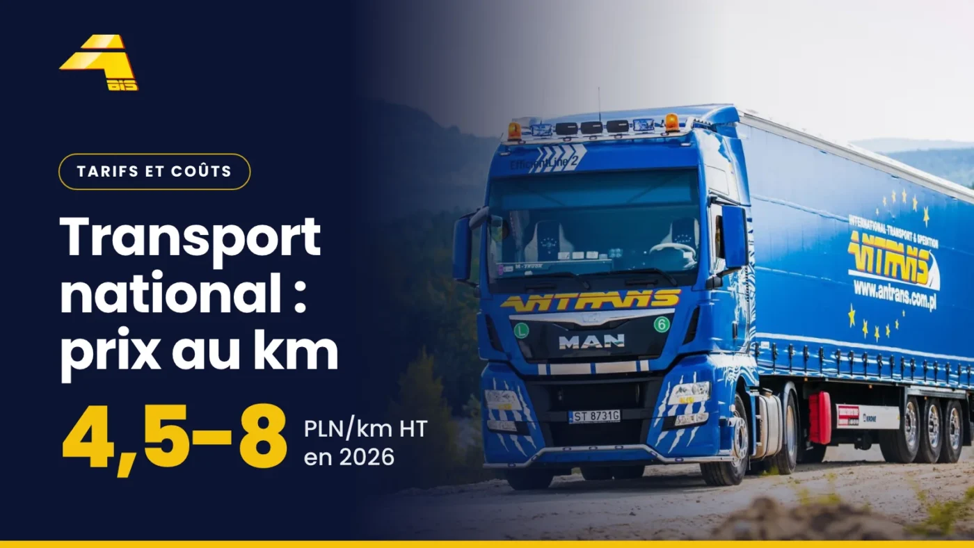 Transport national en Pologne, prix au km : 4,5-8 PLN/km HT en 2026, photo d’un camion Antrans BiS