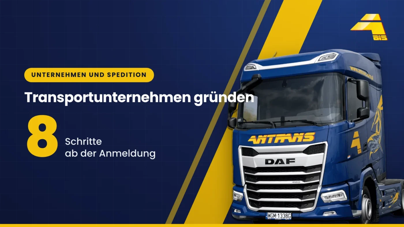 Transportunternehmen gründen: 8 Schritte ab der Gewerbeanmeldung, DAF-Sattelzugmaschine von Antrans BiS auf dunkelblauem Hintergrund