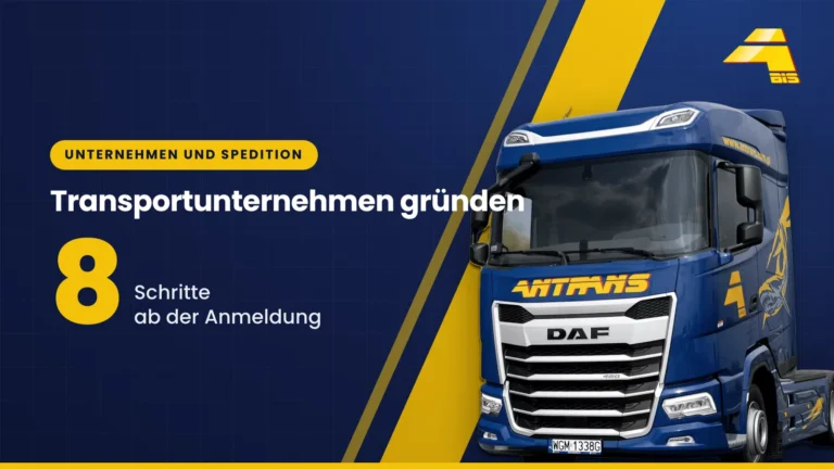 Transportunternehmen gründen: 8 Schritte ab der Gewerbeanmeldung, DAF-Sattelzugmaschine von Antrans BiS auf dunkelblauem Hintergrund